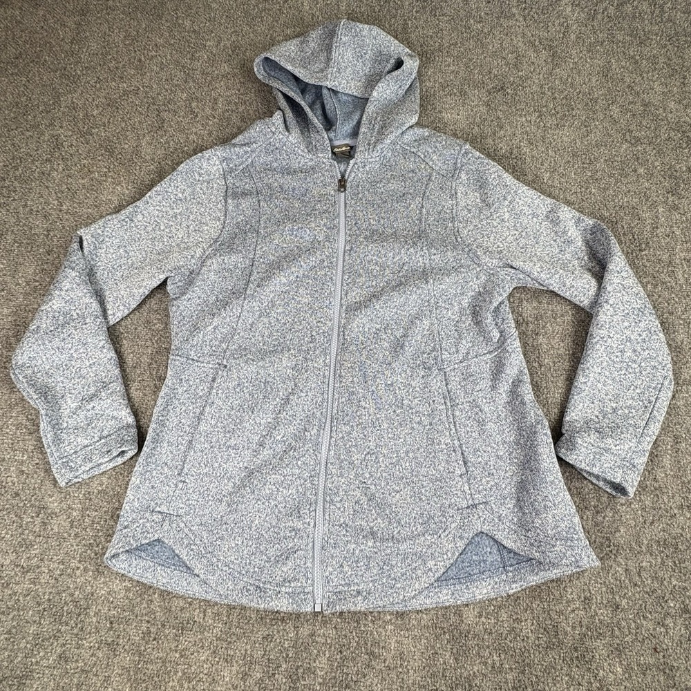 Eddie Bauer Zip Hoodie Women XL Blue Fleece Jacket Outdoor Athleisure Minimalist